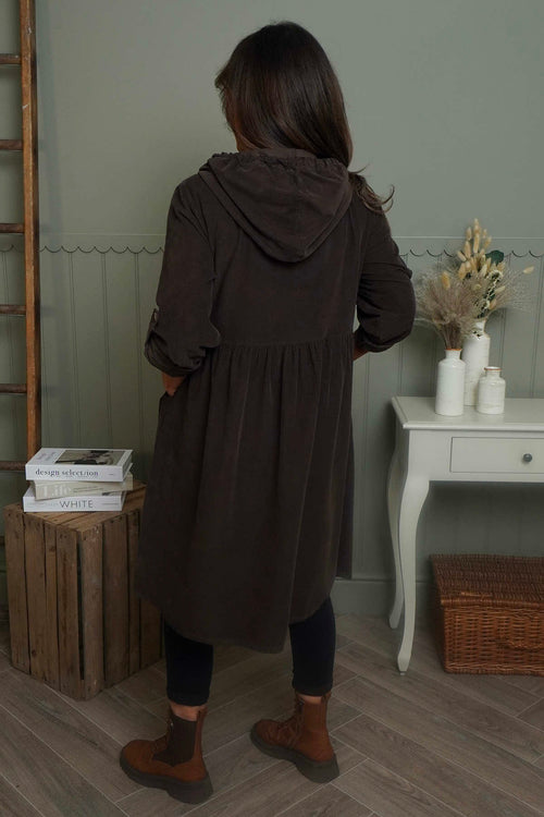 Sian Hooded Needlecord Jacket Cocoa - Image 3
