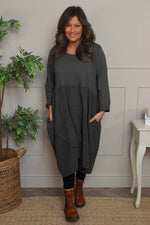 Regana Cotton Dress Charcoal Charcoal - Regana Cotton Dress Charcoal