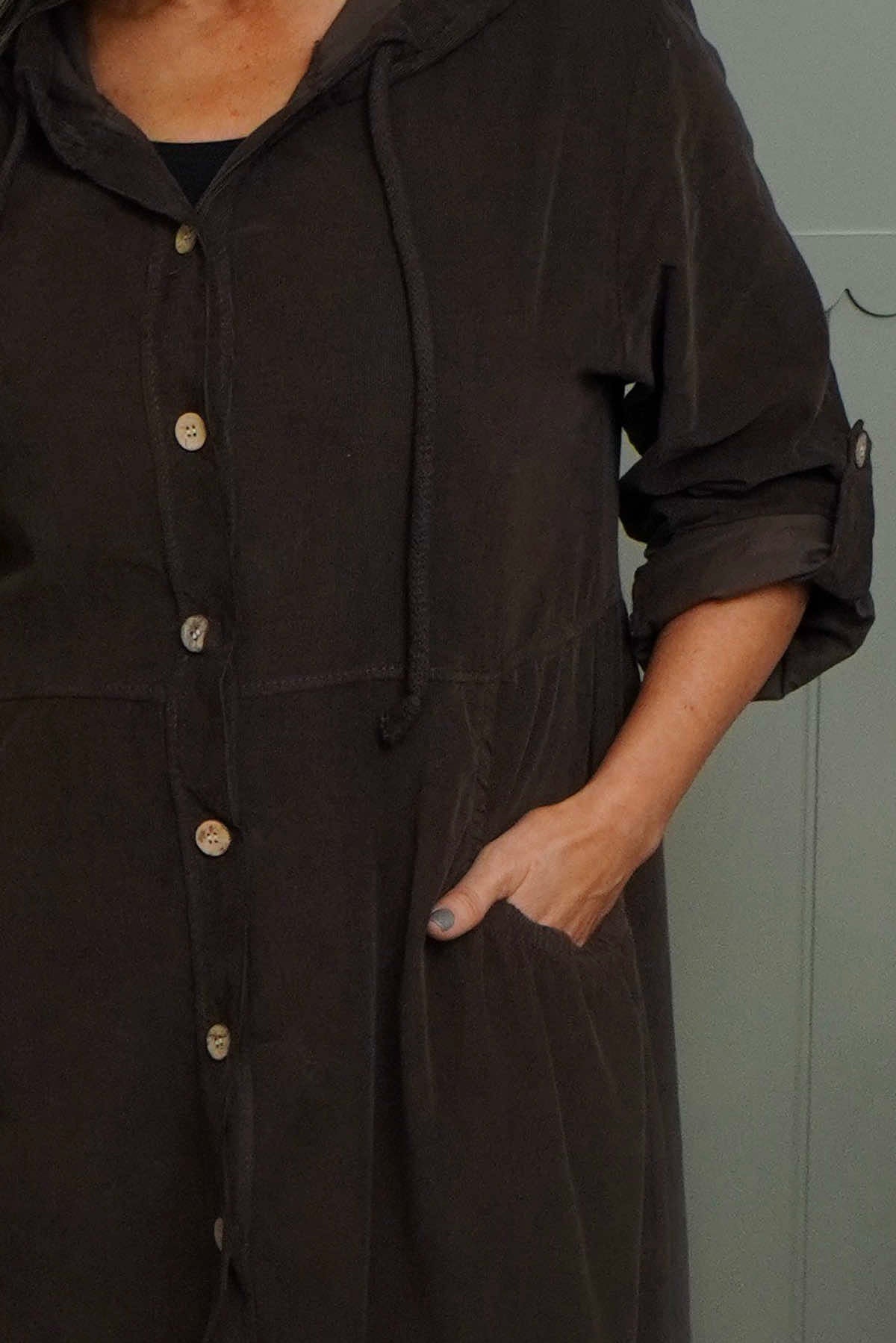 Sian Hooded Needlecord Jacket Cocoa