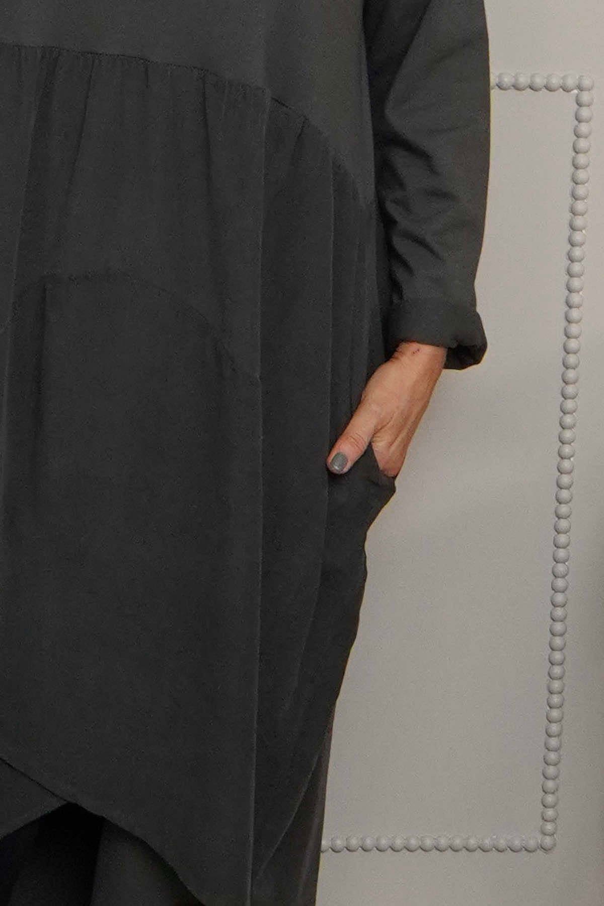 Regana Cotton Dress Charcoal