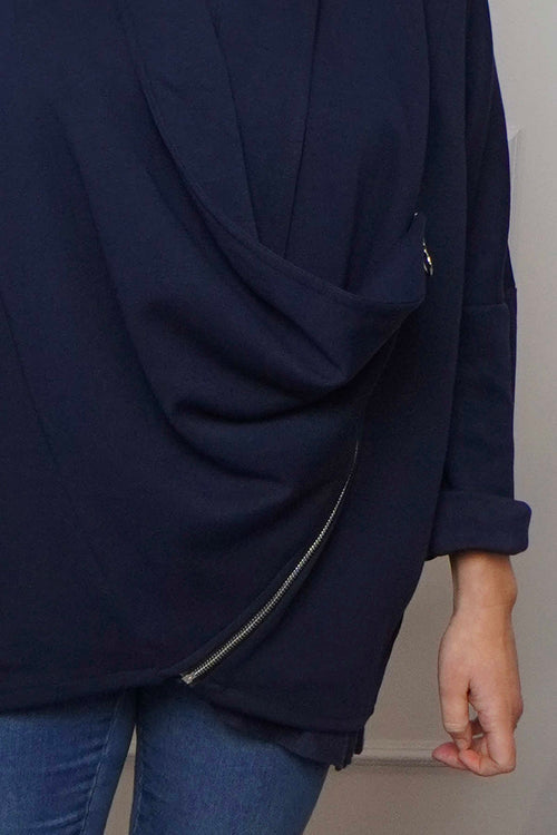 Floella Zip Cotton Jacket Navy - Image 3