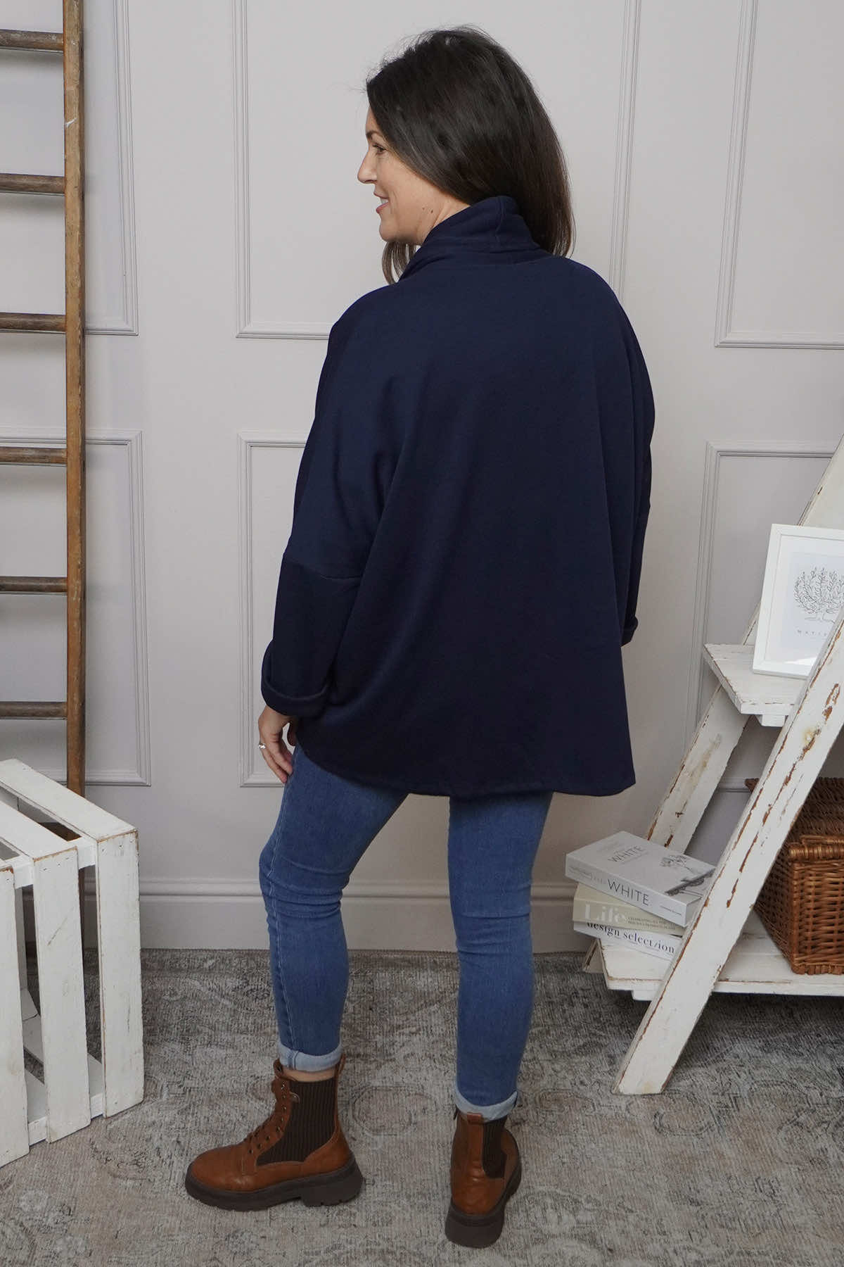 Floella Zip Cotton Jacket Navy