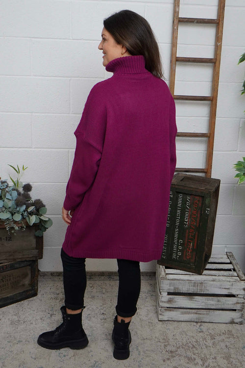 Moira Polo Knitted Jumper Berry - Image 4