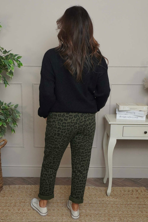 Effie Leopard Print Cotton Joggers Khaki - Image 4