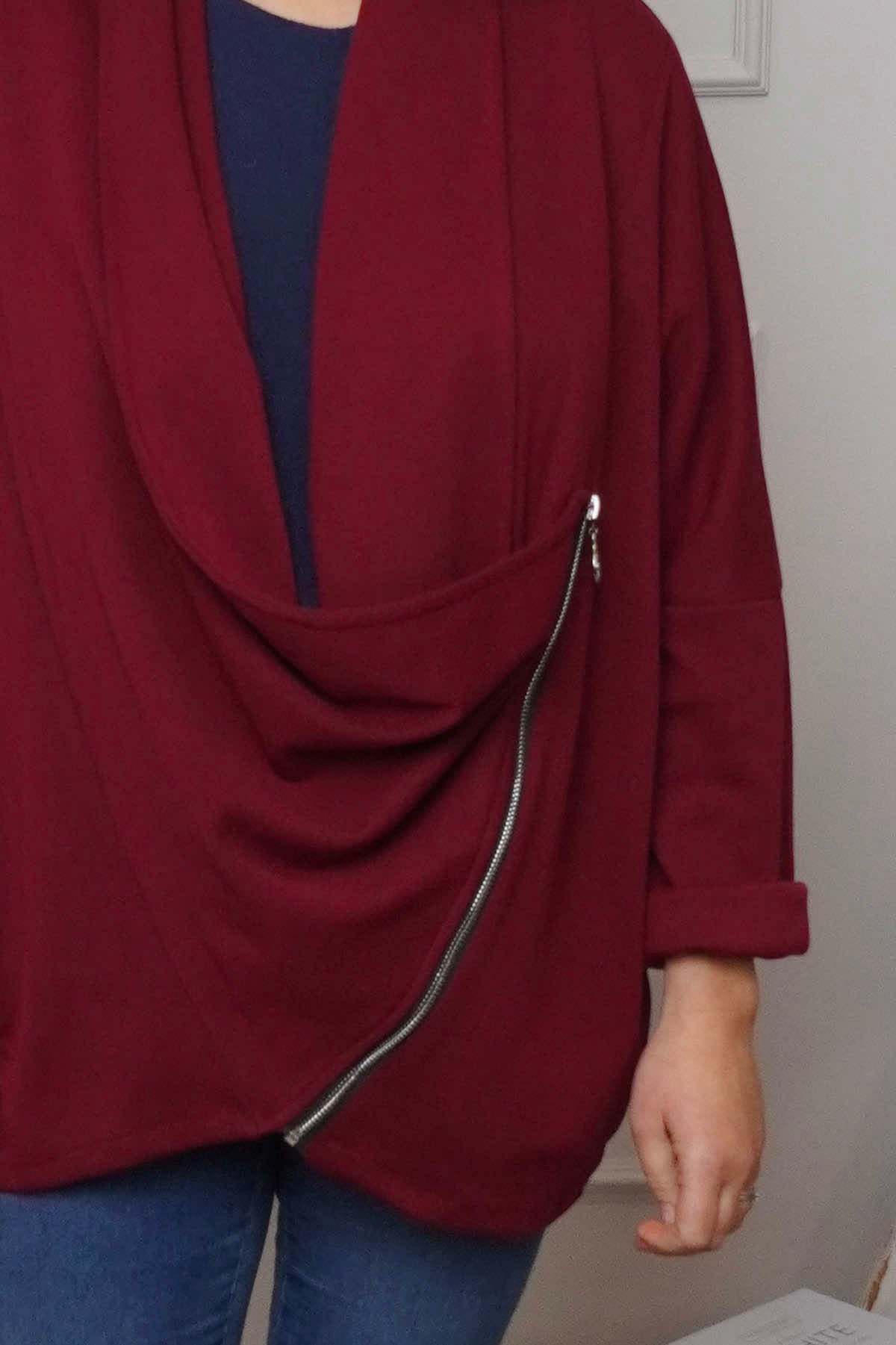 Floella Zip Cotton Jacket Wine