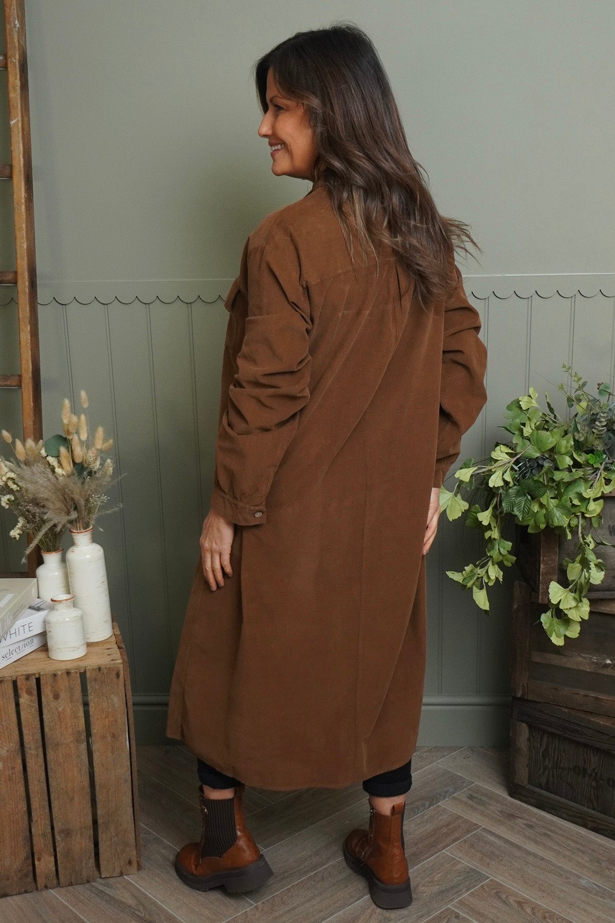 Dezi Needlecord Shirt Dress Nutmeg