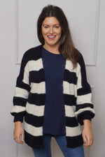 Kennedy Stripe Knitted Cardigan Navy Navy - Kennedy Stripe Knitted Cardigan Navy