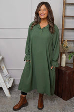 Kaya Collared Dress Khaki Khaki - Kaya Collared Dress Khaki