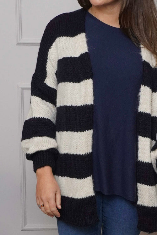 Kennedy Stripe Knitted Cardigan Navy - Image 3