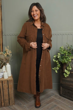 Dezi Needlecord Shirt Dress Nutmeg