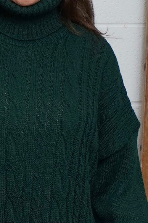 Moira Polo Knitted Jumper Bottle Green - Image 3