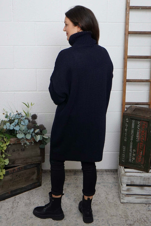 Moira Polo Knitted Jumper Navy - Image 4