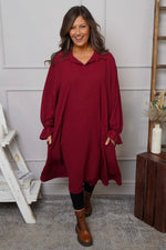 Kaya Collared Dress Wine Wine - Kaya Collared Dress Wine