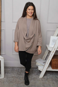 Floella Zip Cotton Jacket Mocha