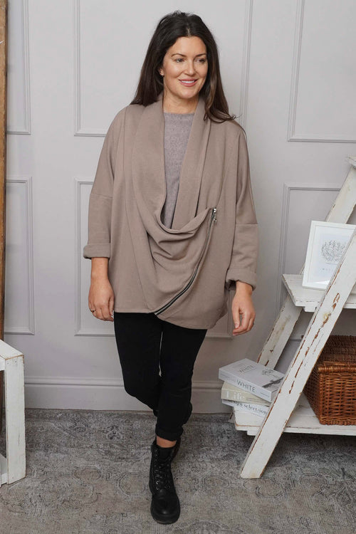 Floella Zip Cotton Jacket Mocha