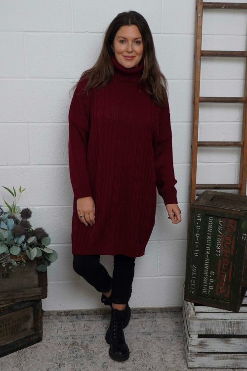 Moira Polo Knitted Jumper Wine - Image 1