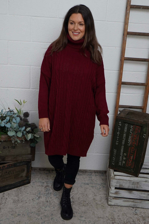 Moira Polo Knitted Jumper Wine - Image 2