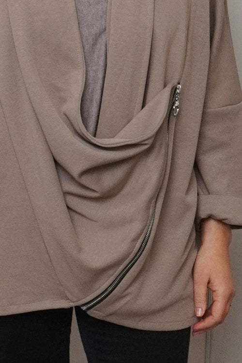 Floella Zip Cotton Jacket Mocha - Image 3