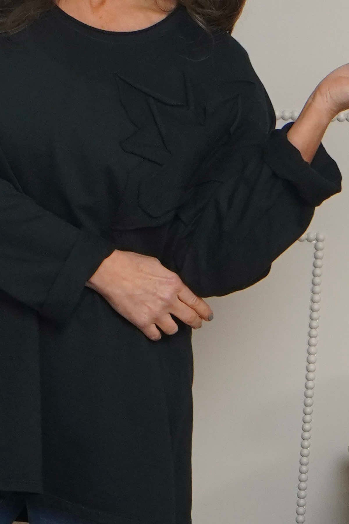 Kaila Flower Patch Cotton Top Black