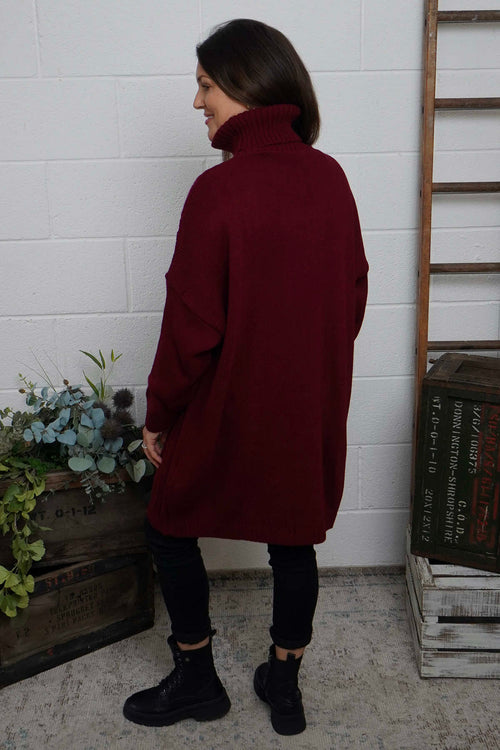 Moira Polo Knitted Jumper Wine - Image 4