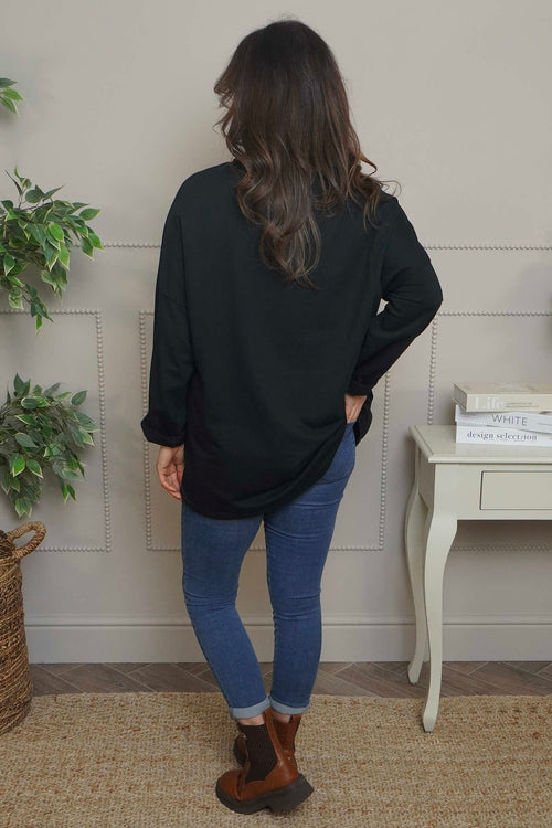 Kaila Flower Patch Cotton Top Black - Image 4