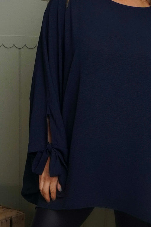 Anette Tie Sleeve Top Navy - Image 3