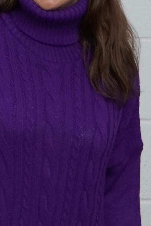 Moira Polo Knitted Jumper Purple - Image 3