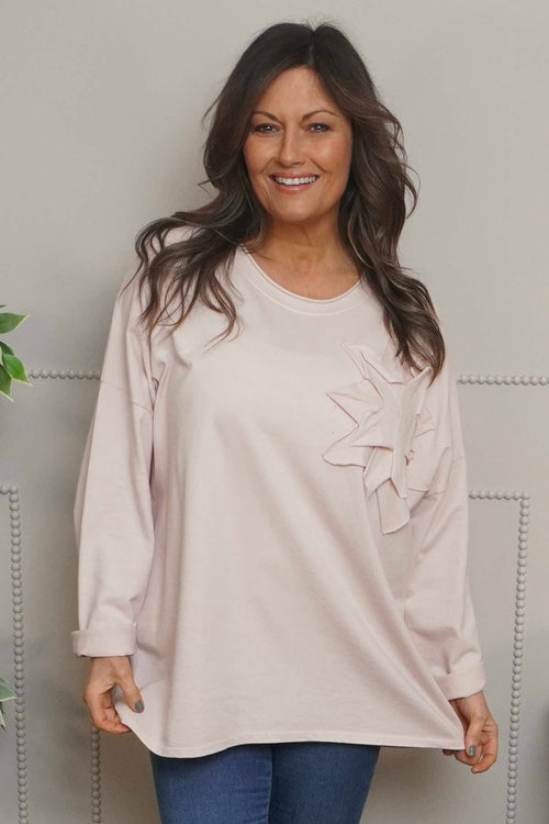 Kaila Flower Patch Cotton Top Pink - Image 2