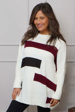 Melva Block Knitted Jumper Cream Cream - Melva Block Knitted Jumper Cream