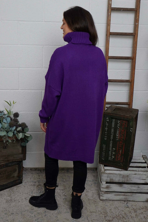 Moira Polo Knitted Jumper Purple - Image 4