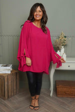 Anette Tie Sleeve Top Fuchsia Fuchsia - Anette Tie Sleeve Top Fuchsia