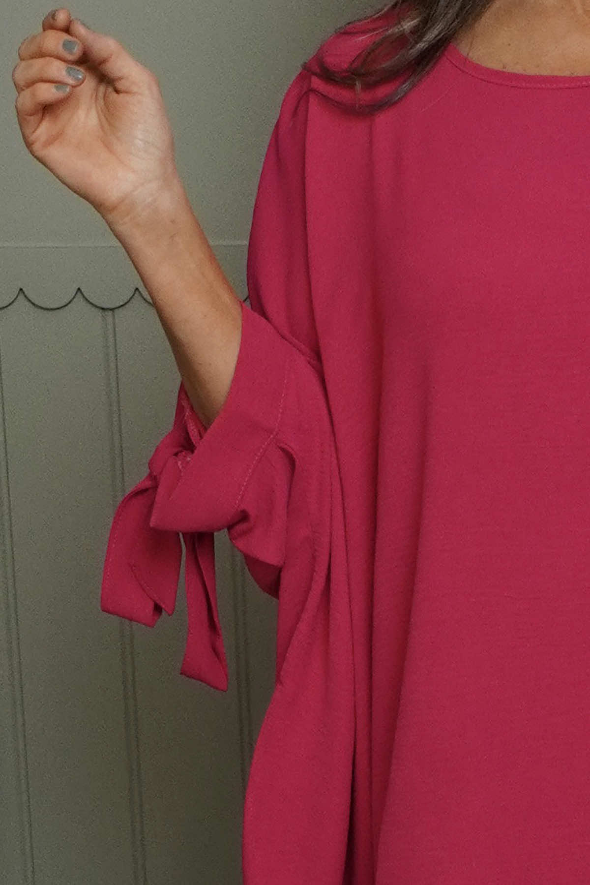 Anette Tie Sleeve Top Fuchsia