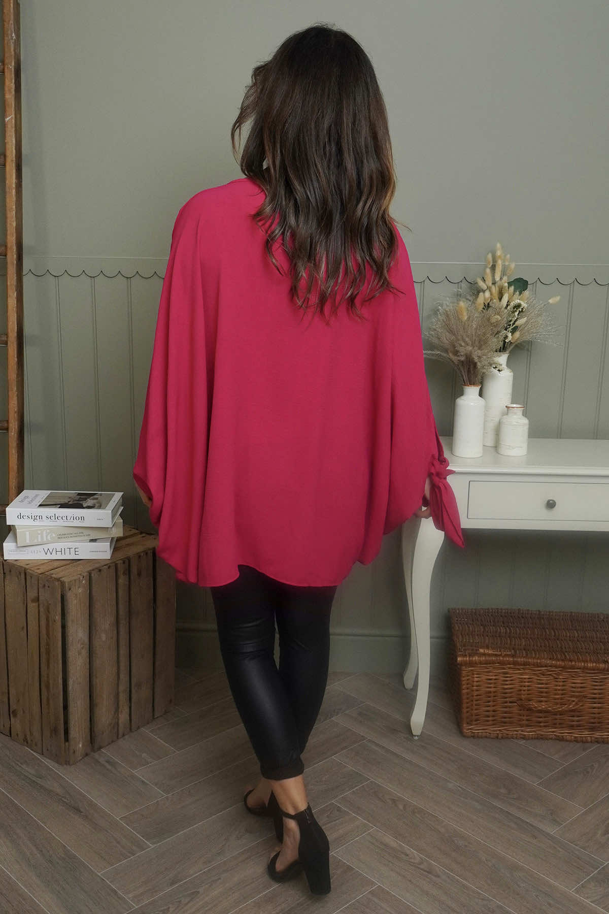 Anette Tie Sleeve Top Fuchsia