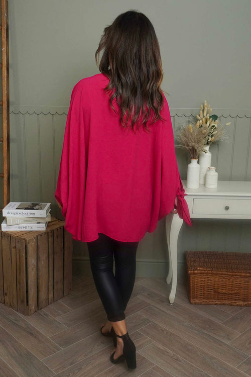 Anette Tie Sleeve Top Fuchsia - Image 4