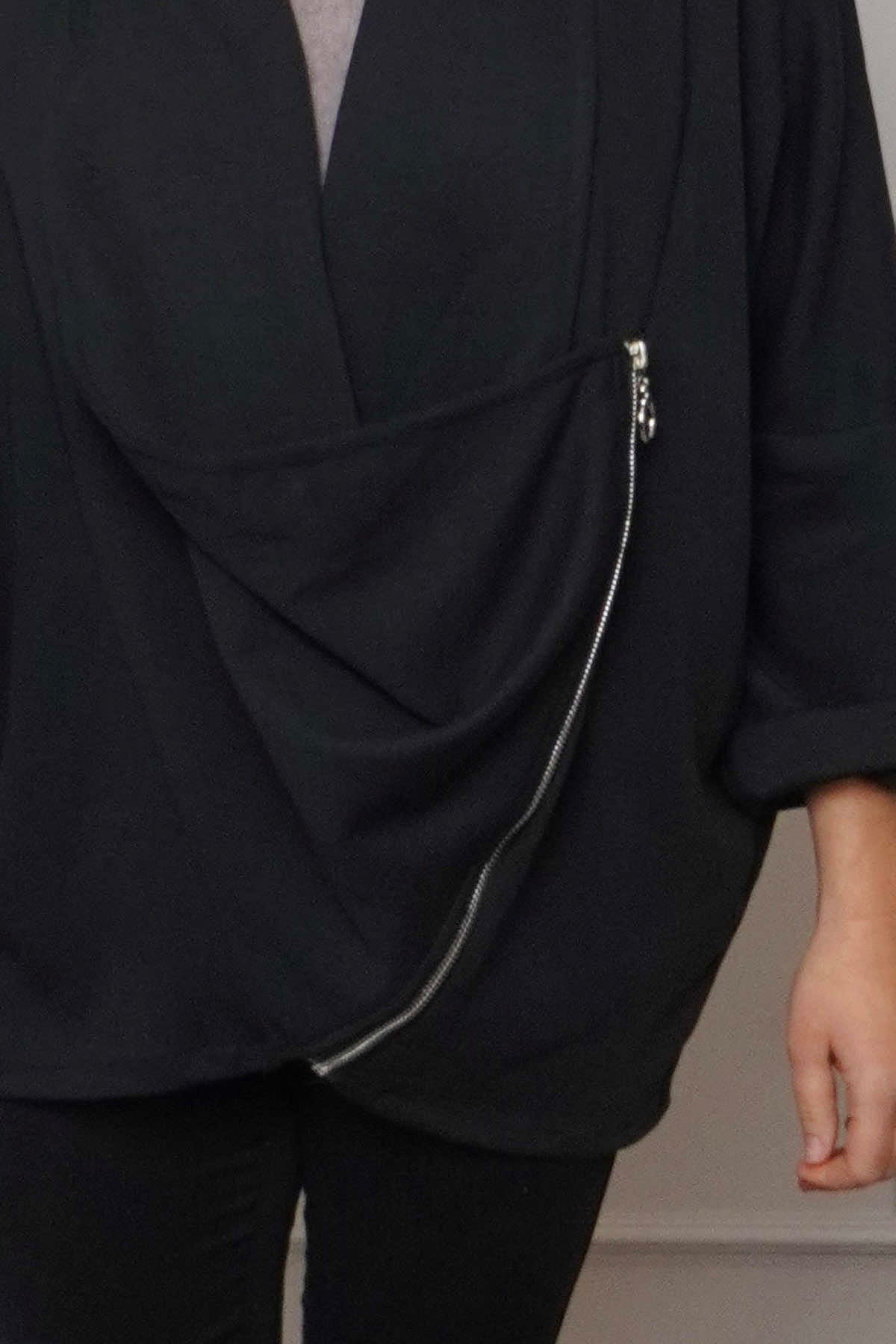 Floella Zip Cotton Jacket Black