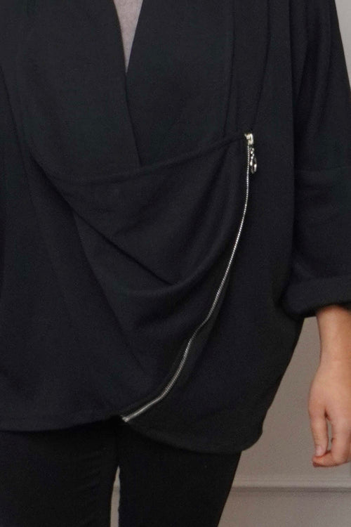 Floella Zip Cotton Jacket Black - Image 3