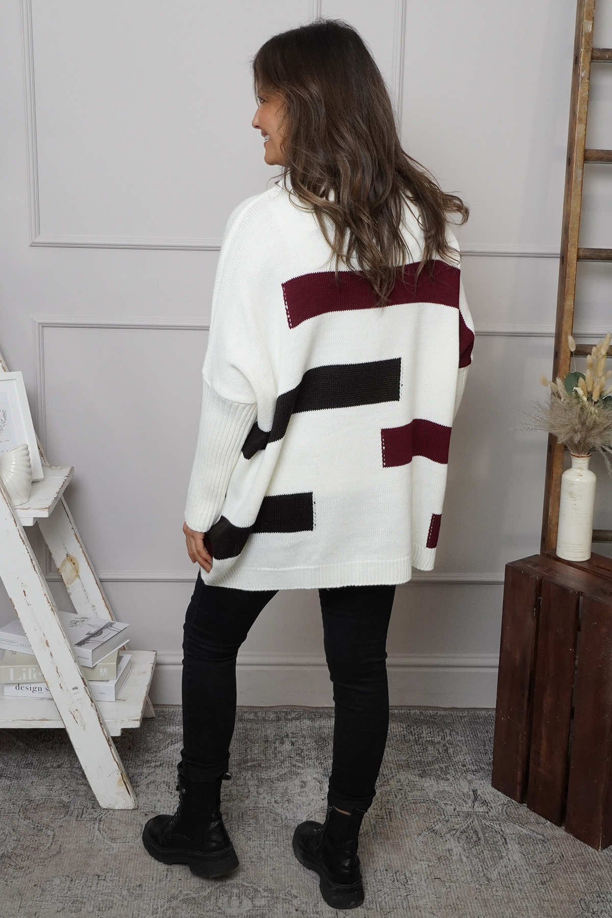Melva Block Knitted Jumper Cream