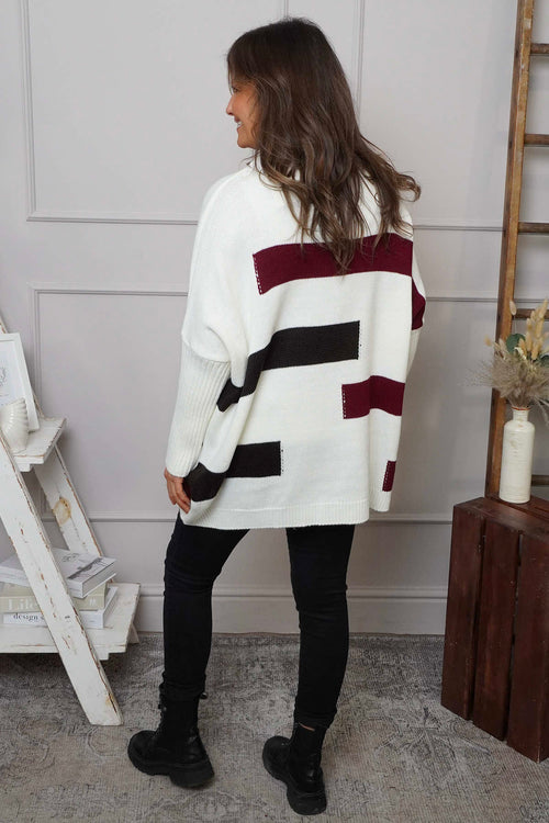 Melva Block Knitted Jumper Cream - Image 4