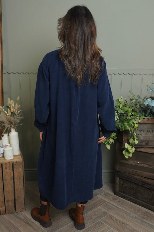 Dezi Needlecord Shirt Dress Navy - Image 4