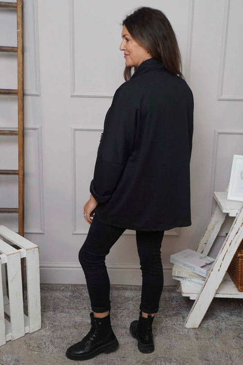 Floella Zip Cotton Jacket Black - Image 4