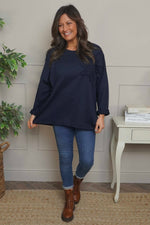 Kaila Flower Patch Cotton Top Navy Navy - Kaila Flower Patch Cotton Top Navy