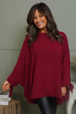 Anette Tie Sleeve Top Wine Wine - Anette Tie Sleeve Top Wine