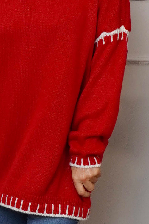 Emma Knitted Jumper Red - Image 3