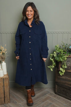 Dezi Needlecord Shirt Dress Navy