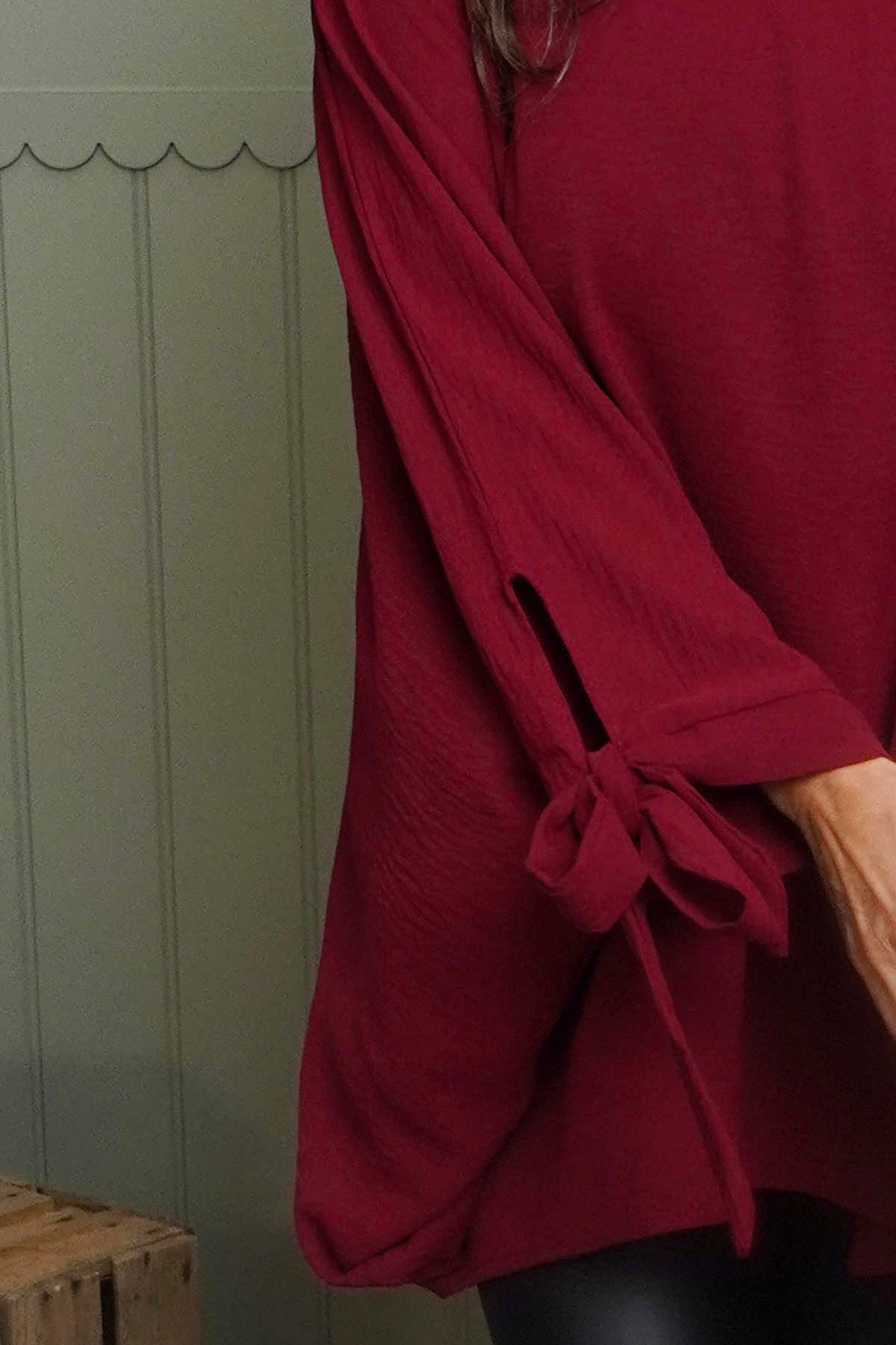 Anette Tie Sleeve Top Wine