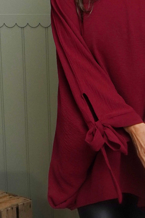 Anette Tie Sleeve Top Wine - Image 3