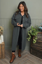 Dezi Needlecord Shirt Dress Charcoal Charcoal - Dezi Needlecord Shirt Dress Charcoal