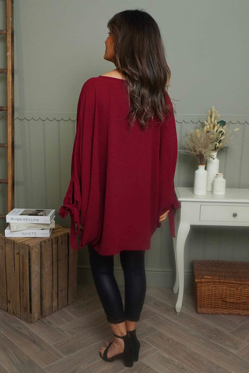 Anette Tie Sleeve Top Wine - Image 4