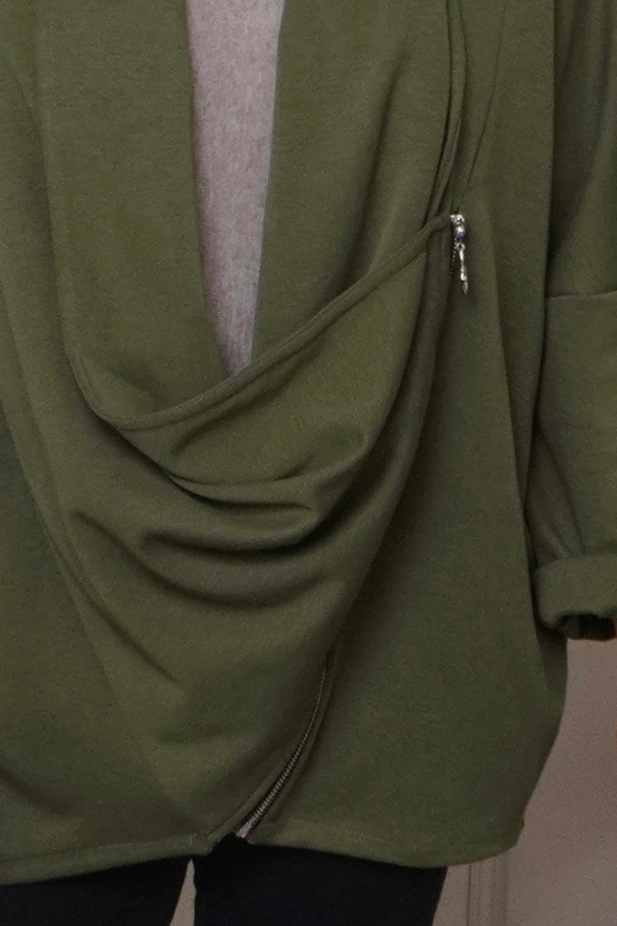 Floella Zip Cotton Jacket Khaki