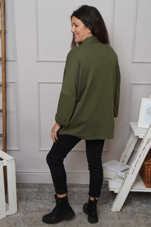 Floella Zip Cotton Jacket Khaki - Image 4